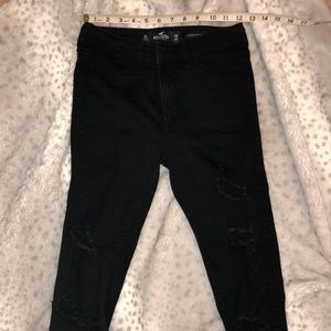 Black ripped jean leggings